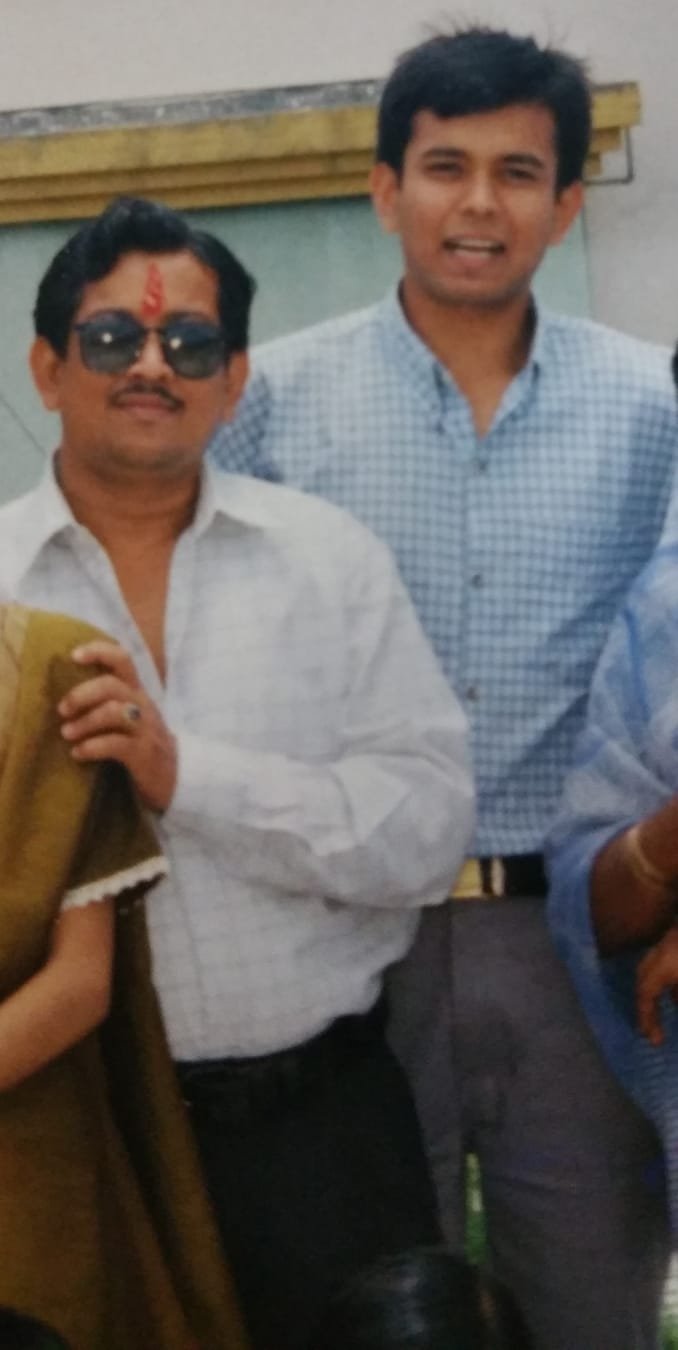 Real photograph of Piyush with his father, Late Shri Prakashchandra Somani, mid-2000s