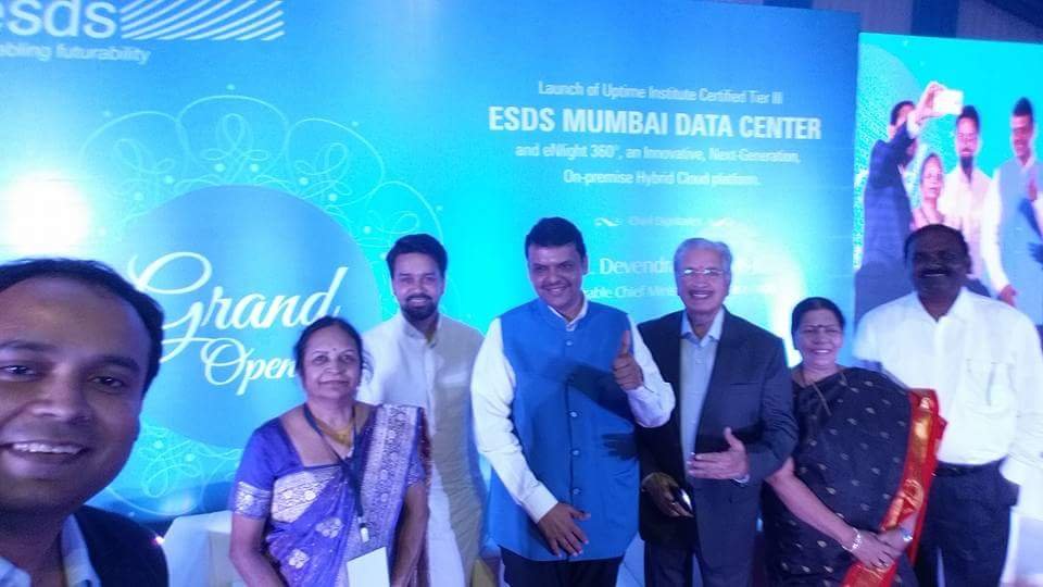 ESDS Navi Mumbai Data Center launch with CM Devendra Fadnavis and Anurag Thakur, 2016
